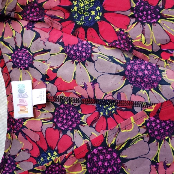 Lularoe Purple and Red Flower Print Lindsay Kimono Cardigan Size L - Picture 5 of 13